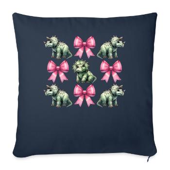 Coquette Arc Triceratops Dinosaure Rose - Housse de coussin décorative 45 x 45 cm - bleu marine - Devant