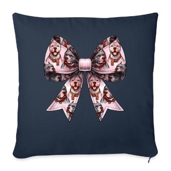 Coquette Bow Pitbull Dog Mom Pattern Pink - Sofa pillowcase 17,3'' x 17,3'' (45 x 45 cm) - navy - Front