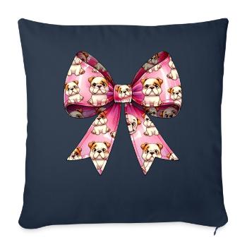 Coquette Bow Bulldog Dog Mom Pattern Pink - Sofa pillowcase 17,3'' x 17,3'' (45 x 45 cm) - navy - Front