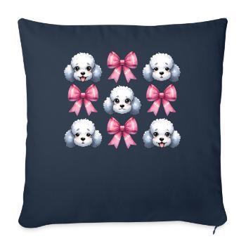 Coquette noeud caniche chien maman noeud rose - Housse de coussin décorative 45 x 45 cm - bleu marine - Devant
