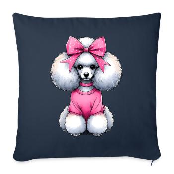 Coquette noeud caniche chien maman noeud rose - Housse de coussin décorative 45 x 45 cm - bleu marine - Devant