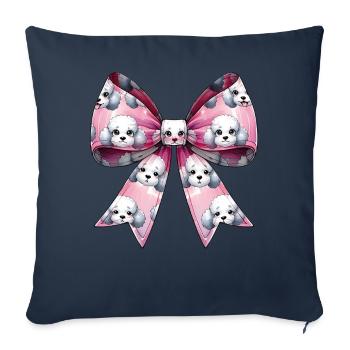 Coquette Bow Poodle Dog Mom Pattern Pink - Sofa pillowcase 17,3'' x 17,3'' (45 x 45 cm) - navy - Front