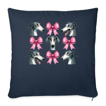 Coquette Schleife Windhund Hund Mama Rosa Band - Sofakissenbezug 45 x 45 cm - Navy - Vorne