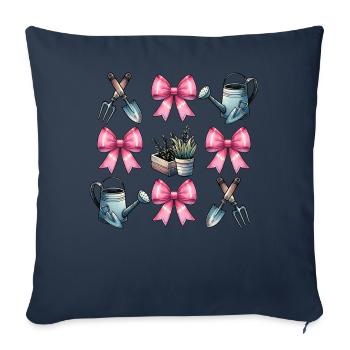 Coquette Bow Gardening Gardener Tools - Sofa pillowcase 17,3'' x 17,3'' (45 x 45 cm) - navy - Front