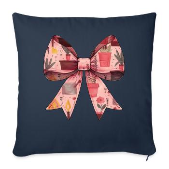 Coquette Bow Gardening Gardener Plants Pattern - Sofa pillowcase 17,3'' x 17,3'' (45 x 45 cm) - navy - Front