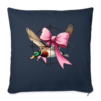 Coquette Arc Canard Chasse Chasseur Ruban Rose Maman - Housse de coussin décorative 45 x 45 cm - bleu marine - Devant