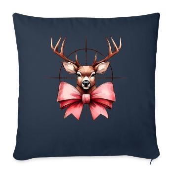 Coquette arc cerf chasse chasseur ruban rose maman - Housse de coussin décorative 45 x 45 cm - bleu marine - Devant