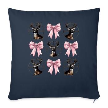 Coquette arc cerf chasse chasseur ruban rose maman - Housse de coussin décorative 45 x 45 cm - bleu marine - Devant