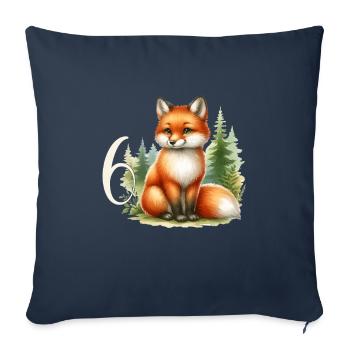 Avec Renard - Anniversaire Enfants 6 Ans - Housse de coussin décorative 45 x 45 cm - bleu marine - Devant