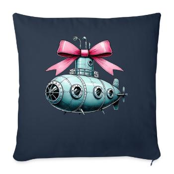 Coquette Bow Sous-marin Fête des Mères Pink Bow Mom - Housse de coussin décorative 45 x 45 cm - bleu marine - Devant