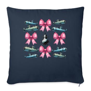 Coquette Bow Sous-marin Fête des Mères Pink Bow Mom - Housse de coussin décorative 45 x 45 cm - bleu marine - Devant