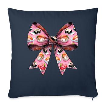 Coquette Bow Sushi Motif Cuisine Japonaise - Housse de coussin décorative 45 x 45 cm - bleu marine - Devant
