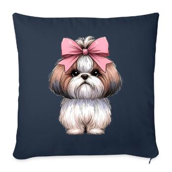 Coquette Schleife Shih Tzu Hund Mama Rosa Schleife - Sofakissenbezug 45 x 45 cm - Navy - Vorne