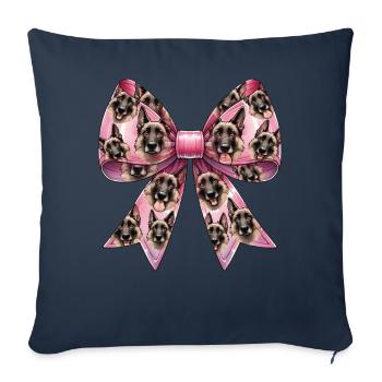 Coquette Bow Belgian Malinois Dog Mom Pattern - Sofa pillowcase 17,3'' x 17,3'' (45 x 45 cm) - navy - Front