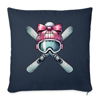 Coquette Arc Ski Maman Fête des Mères Rose - Housse de coussin décorative 45 x 45 cm - bleu marine - Devant