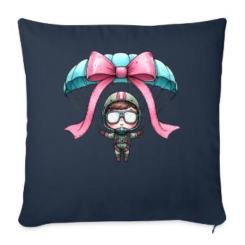 Coquette Bow Parachutisme - Housse de coussin décorative 45 x 45 cm - bleu marine - Devant