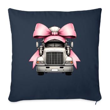 Coquette arc camionneur chauffeur de camion maman ruban - Housse de coussin décorative 45 x 45 cm - bleu marine - Devant