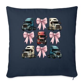 Coquette arc camionneur chauffeur de camion maman ruban - Housse de coussin décorative 45 x 45 cm - bleu marine - Devant