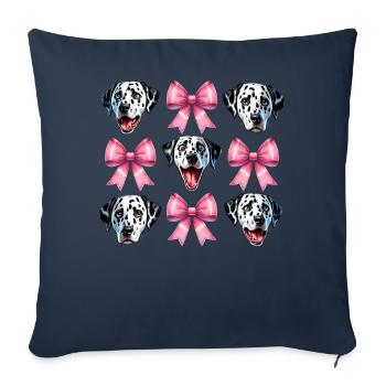 Coquette noeud dalmatien chien maman rose - Housse de coussin décorative 45 x 45 cm - bleu marine - Devant