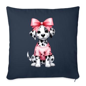 Coquette noeud dalmatien chien maman rose - Housse de coussin décorative 45 x 45 cm - bleu marine - Devant