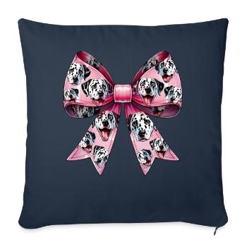 Coquette noeud dalmatien chien maman motif rose - Housse de coussin décorative 45 x 45 cm - bleu marine - Devant