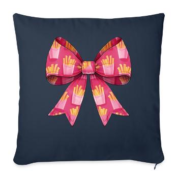 Coquette noeud frites maman motif fête des mères - Housse de coussin décorative 45 x 45 cm - bleu marine - Devant