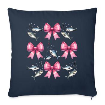 Coquette Bow Hameçon Pink Bow - Housse de coussin décorative 45 x 45 cm - bleu marine - Devant