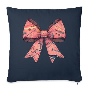 Coquette Bow Pêche Poisson Pêche Rose - Housse de coussin décorative 45 x 45 cm - bleu marine - Devant