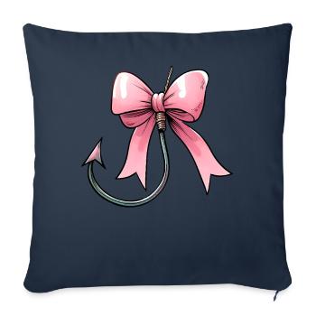 Coquette Bow Pêche Hameçon Arc Rose - Housse de coussin décorative 45 x 45 cm - bleu marine - Devant