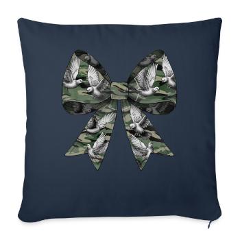 Coquette Arc Pigeon Chasse Chasseur Camouflage Ruban - Housse de coussin décorative 45 x 45 cm - bleu marine - Devant