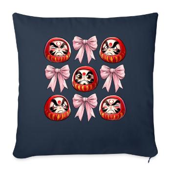 Coquette Bow Daruma Poupée Japon Pink Bow - Housse de coussin décorative 45 x 45 cm - bleu marine - Devant