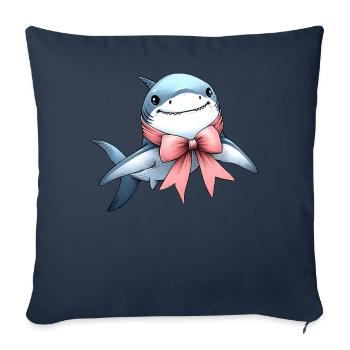 Coquette Arc Requin Mignon Océan Animal Rose - Housse de coussin décorative 45 x 45 cm - bleu marine - Devant