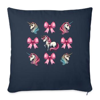 Coquette Bow Licorne Fête des Mères Pink Bow - Housse de coussin décorative 45 x 45 cm - bleu marine - Devant
