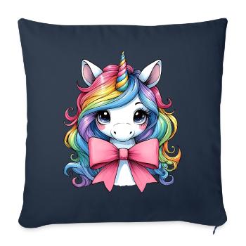 Coquette Bow Licorne Fête des Mères Pink Bow - Housse de coussin décorative 45 x 45 cm - bleu marine - Devant