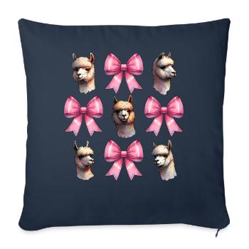 Coquette noeud Alpaga Lama Noeud rose maman - Housse de coussin décorative 45 x 45 cm - bleu marine - Devant