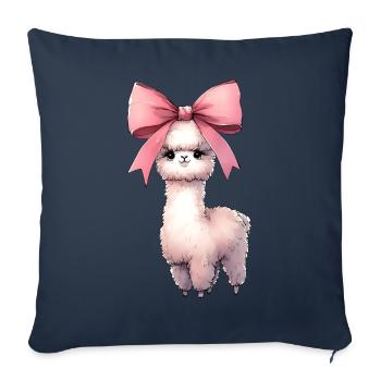 Coquette noeud Alpaga Lama Noeud rose maman - Housse de coussin décorative 45 x 45 cm - bleu marine - Devant