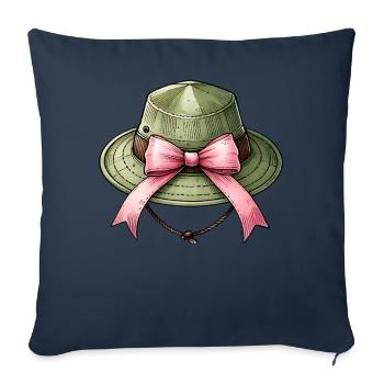 Coquette Bow Zookeeping Chapeau de gardien de zoo rose - Housse de coussin décorative 45 x 45 cm - bleu marine - Devant