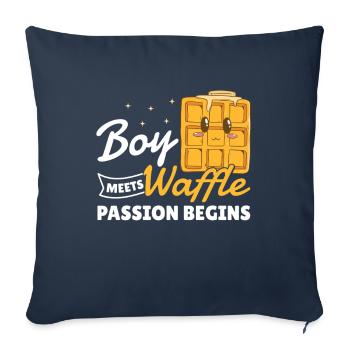 Gaufres Garçon Cadeau Garçon Gaufre La Passion Commence - Housse de coussin décorative 45 x 45 cm - bleu marine - Devant