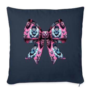 Coquette noeud Ogre motif monstre Halloween maman - Housse de coussin décorative 45 x 45 cm - bleu marine - Devant