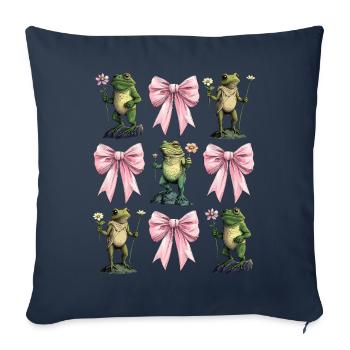 Coquette Arc Cottagecore Grenouille Esthétique Rose - Housse de coussin décorative 45 x 45 cm - bleu marine - Devant