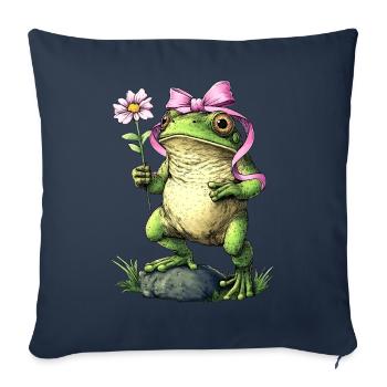 Coquette Arc Cottagecore Grenouille Esthétique Rose - Housse de coussin décorative 45 x 45 cm - bleu marine - Devant