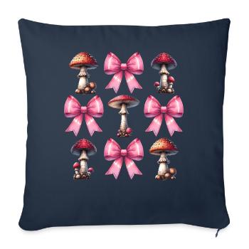 Coquette Arc Champignon Chasse Cottagecore Mycologie - Housse de coussin décorative 45 x 45 cm - bleu marine - Devant