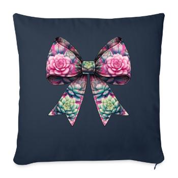 Coquette Bow Succulent Cactus Plant Pattern Mom - Sofa pillowcase 17,3'' x 17,3'' (45 x 45 cm) - navy - Front