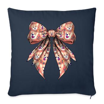 Coquette noeud Mignon Welsh Pembroke Corgi - Housse de coussin décorative 45 x 45 cm - bleu marine - Devant