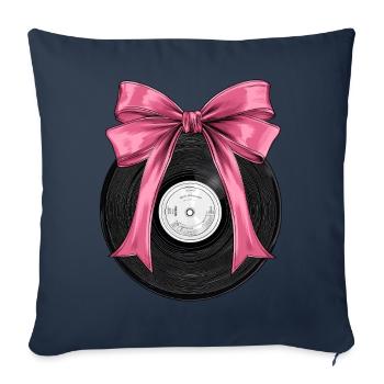 Tourne-disque vinyle Coquette Bow - Housse de coussin décorative 45 x 45 cm - bleu marine - Devant