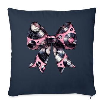 Coquette Bow Vinyle Vinyle Motif - Housse de coussin décorative 45 x 45 cm - bleu marine - Devant