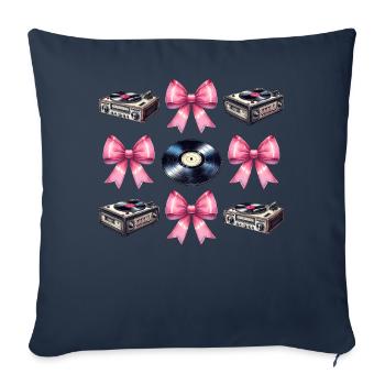 Coquette Bow Vinyl-Schallplattenspieler - Sofakissenbezug 45 x 45 cm - Navy - Vorne