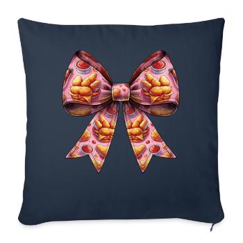 Coquette noeud pépite de poulet Nugget Nug motif - Housse de coussin décorative 45 x 45 cm - bleu marine - Devant