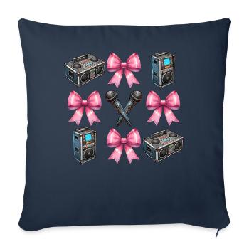 Coquette Bow Karaoke Singer Mic Speaker - Sofa pillowcase 17,3'' x 17,3'' (45 x 45 cm) - navy - Front