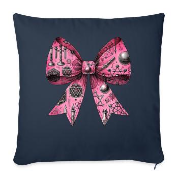 Coquette noeud alchimie symbole motif rose - Housse de coussin décorative 45 x 45 cm - bleu marine - Devant